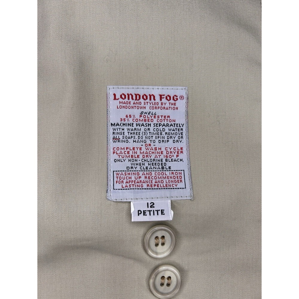 Vintage London Fog Women's 12P Beige Belted Trench Coat Zip-Out Liner - Picture 4 of 11